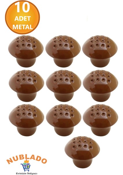 Mobilya Mutfak Çekmece Dolap Dolabı Kapak Kulbu Kulpu Kulplar Kahve Nokta Mantar Düğme Metal 10 Adet
