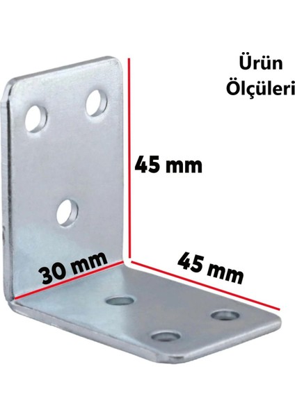 L Demiri Mobilya Eşya Dolap Duvara Sabitleme Köşebent Bağlantı Aparatı Gönye 45X45X30 mm 10 Adet