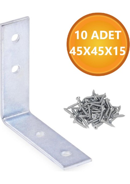 L Demiri Mobilya Eşya Dolap Duvara Sabitleme Köşebent Bağlantı Aparatı Gönye 45X45X15 mm 10 Adet