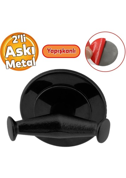 Yapışkanlı Banyo Havluluk Bornoz Askısı Tutacağı Asacağı Asma Aparatı Metal Siyah Askılık Askılığı