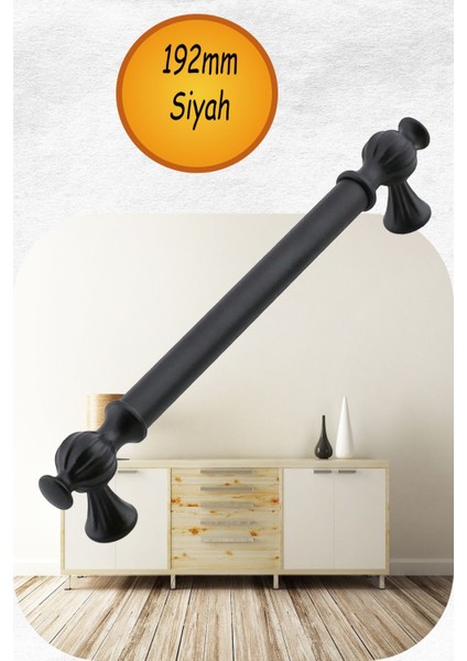 Kesir Mobilya Metal Kulp Mutfak Çekmece Dolap Dolabı Kapak Kulpları Kulbu Kulpu 192 mm Siyah 192 Cm.