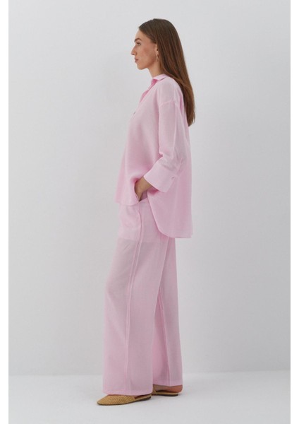 Beli Lastikli Krinkıl Pantolon Pembe modelleri