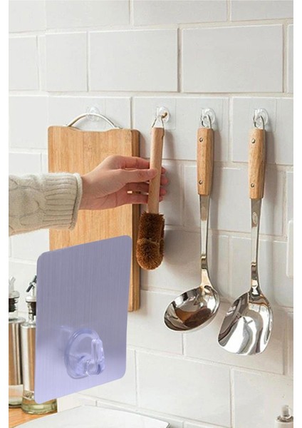 Kendinden Yapışkanlı Kapı Askılığı Duvar Banyo Mutfak Askısı Gri