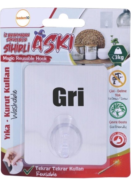 Kendinden Yapışkanlı Kapı Askılığı Duvar Banyo Mutfak Askısı Gri modelleri