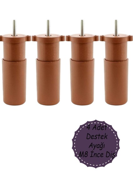 Mobilya Kanepe Sehpa Koltuk Orta Destek Ayağı Ayarlanabilir 9.5 cm Kahverengi Baza Ayak 4ADET.