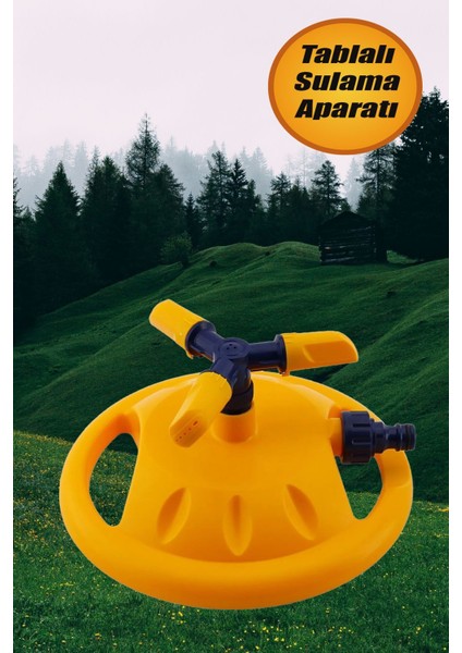 Tablalı Hareketli Su Tabancası Fıskiyesi 3 Kollu Dönerli Bahçe Çim Sulama Aparatı Plastik DY6013 Mft