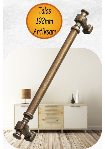 Talas Mobilya Mutfak Çekmece Dolap Kulpu Kulbu Kulpları Eskitme Antik Sarı Düz Metal 192 mm 19.2 Cm.