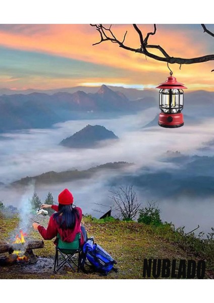 Dekoratif Kamp Lambası Ledli Beyaz El Feneri Işıldak Şarjlı Portatif Gece Lamba Kırmızı