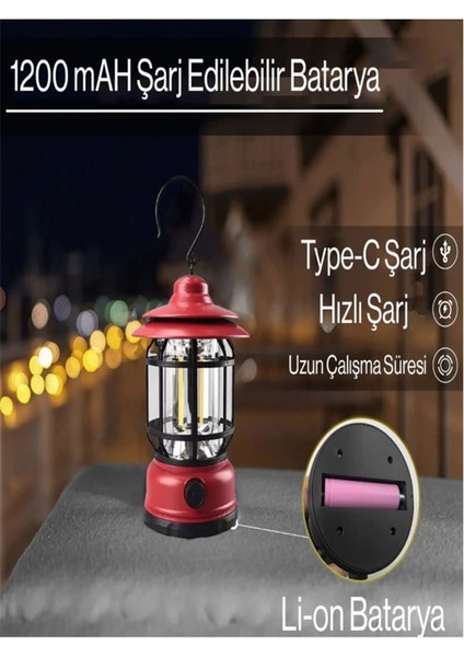 Dekoratif Kamp Lambası Ledli Beyaz El Feneri Işıldak Şarjlı Portatif Gece Lamba Kırmızı fırsatları