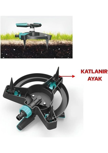 Yarımay Tablalı Hareketli Su Fıskiyesi 3 Başlıklı Dönerli Bahçe Çim Sulama Aparatı Plastik DY6064GMF fırsatları