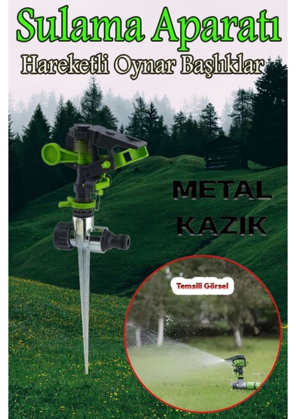 Hareketli Vurmalı Tabanca Metal Kazıklı Toprağa Gömmeli Su Fıskiyesi Bahçe Çim Sulama APARATI1013Z.