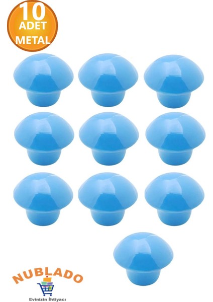 Mobilya Mutfak Çekmece Dolap Dolabı Kapak Kulbu Kulpu Kulpları Mavi Mantar Düğme Metal 10 Adet