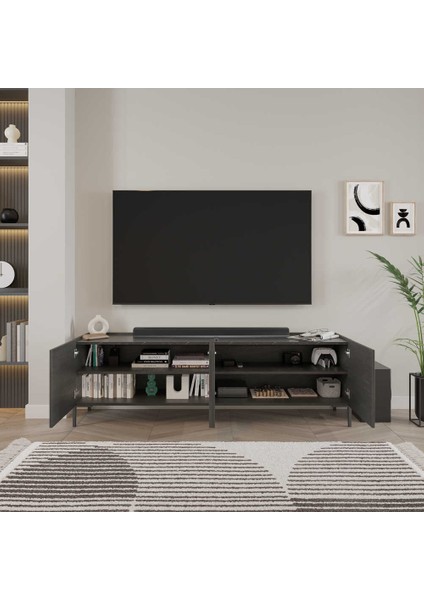 Pool 3 Kapaklı Tv Ünitesi-Godiva-Mermer Desenli 155X57X42 cm (Gxyxd)