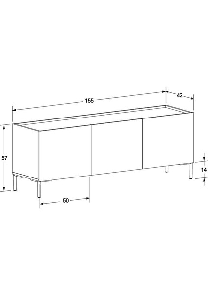 Pool 3 Kapaklı Tv Ünitesi-Godiva-Mermer Desenli 155X57X42 cm (Gxyxd)