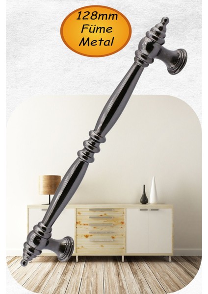 Petek Mutfak Mobilya Çekmece Dolabı Dolap Kapak Kulpu Kulbu Düz Metal Kulpları Kulpu Füme 128 Mm.