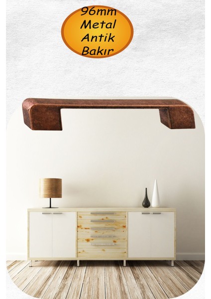 Mobilya Çekmece Mutfak Dolabı Dolap Kulpları Kulbu Kulpu Antik Bakır Metal Kulp 96 mm -9.6 Cm.