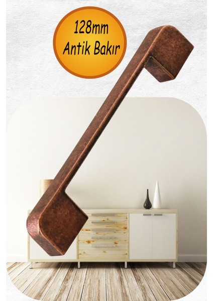 Gölcük Mobilya Çekmece Mutfak Dolabı Dolap Kulpları Kulbu Kulpu Antik Bakır Metal Kulp 128 Mm.