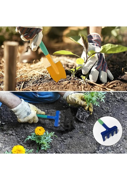 Hobi 3'lü Set Çapa Tırmık Metal Bahçe Tarla Çim Peyzaj Bitki Çiçek Ekme Toprak Işleme Küreği Küçük. fırsatları