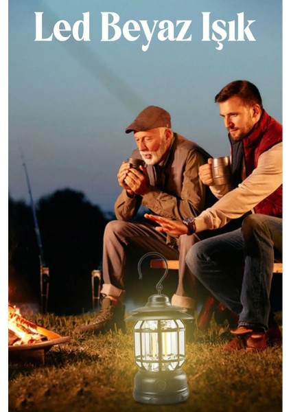 Dekoratif Kamp Lambası Ledli Beyaz Işıklı El Feneri Işıldak Şarjlı Portatif Gece Lamba Siyah. fiyatları