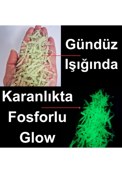 Silikon Balık Fosforlu Glow Luminous Karanlıkta Parlayan Yapay Yem 3.5 cm 10 Adet