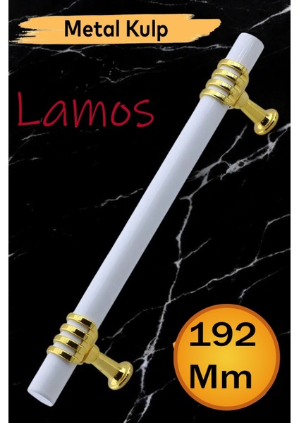Lamos Mobilya Mutfak Dolabı Çekmece Dolap Kulpları Kapak Kulpu Kulbu Beyaz Altın 192 mm Metal Kulp.