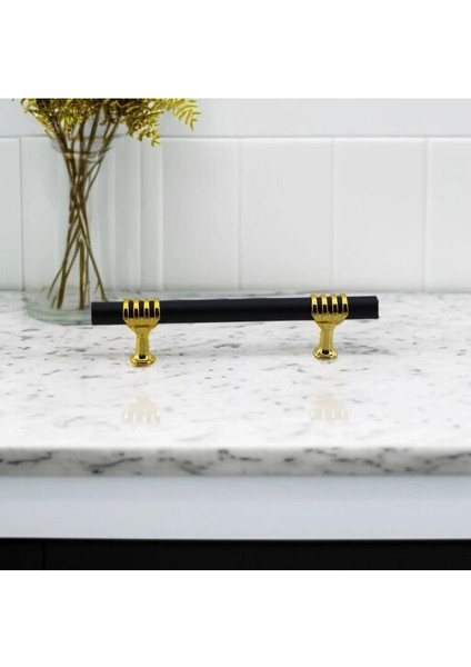 Lamos Mobilya Mutfak Dolabı Çekmece Dolap Kulpları Kapak Kulpu Kulbu Siyah Altın 160 mm Metal Kulp. indirimleri