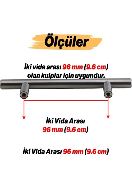 (10 Adet) Mia Motan 96 mm Inox Metal Mobilya Mutfak Çekmece Dolap Dolabı Kulbu Kulpu Kulpları.