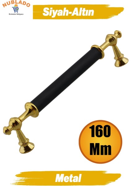Neslin (128 mm - 12.8 Cm) Siyah Gold Metal Mobilya Mutfak Çekmece Dolap Dolabı Kulbu Kulpu Kulpları.