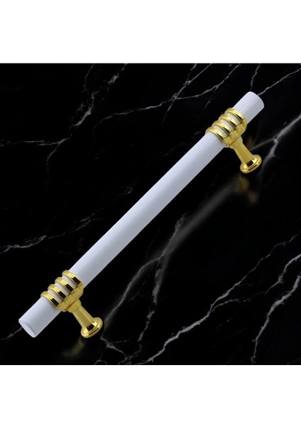 Lamos Mobilya Mutfak Dolabı Çekmece Dolap Kulpları Kapak Kulpu Kulbu Beyaz Altın 128 mm Metal Kulp.