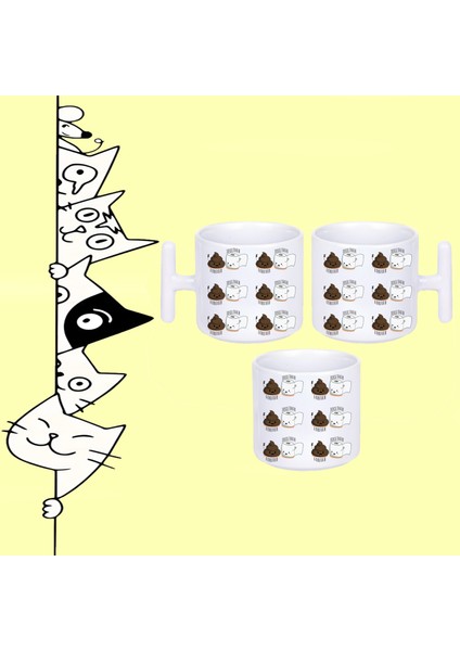 Forever Together Kaka Peçete Bff Tasarım Baskılı Beyaz T Sap Kupa Bardak