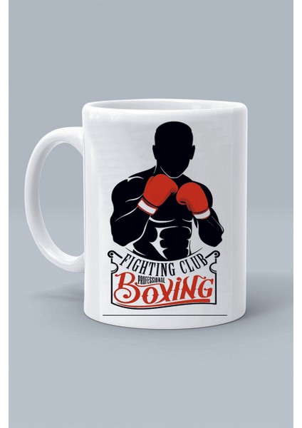 Fıght Club Boxıng Boks Dövüş Kulübü Spor Tasarım Baskılı Beyaz Klasik Kupa Bardak