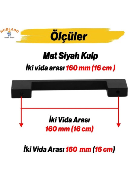 As Köprü (160 mm - 16 Cm) Mat Siyah Metal Mobilya Mutfak Çekmece Dolap Dolabı Kulbu Kulpu Kulpları.