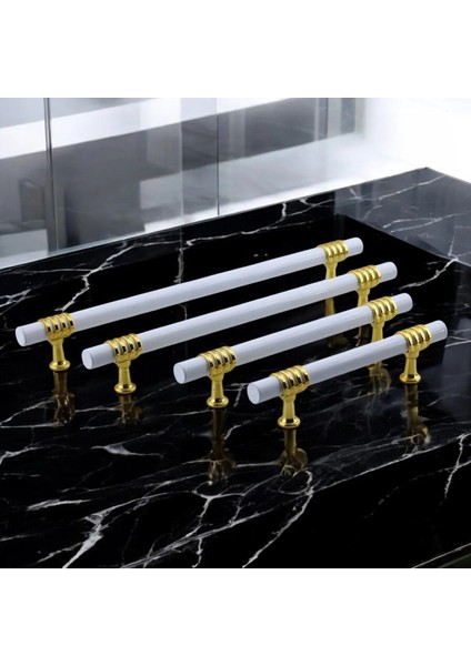 Lamos Mobilya Mutfak Dolabı Çekmece Dolap Kulpları Kapak Kulpu Kulbu Beyaz Altın 96 mm Metal Kulp. indirimleri