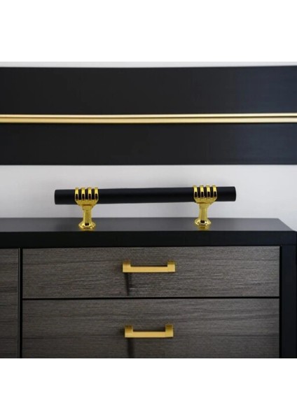 Lamos Mobilya Mutfak Dolabı Çekmece Dolap Kulpları Kapak Kulpu Kulbu Siyah Altın 128 mm Metal Kulp. modelleri
