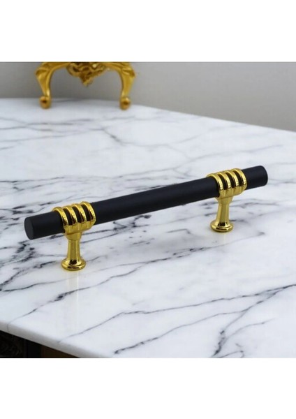 Lamos Mobilya Mutfak Dolabı Çekmece Dolap Kulpları Kapak Kulpu Kulbu Siyah Altın 128 mm Metal Kulp. indirimleri