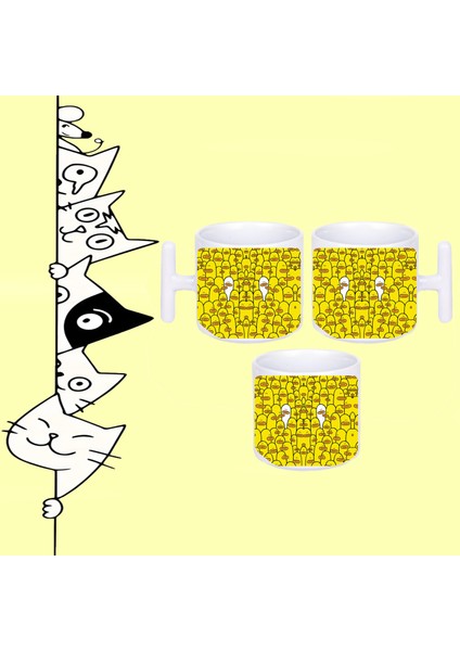 Aykırı Ördek Desen Tasarım Baskılı Beyaz T Sap Kupa Bardak