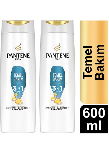 Temel Bakım 3'ü1 Arada Şampuan 600 ml x 2