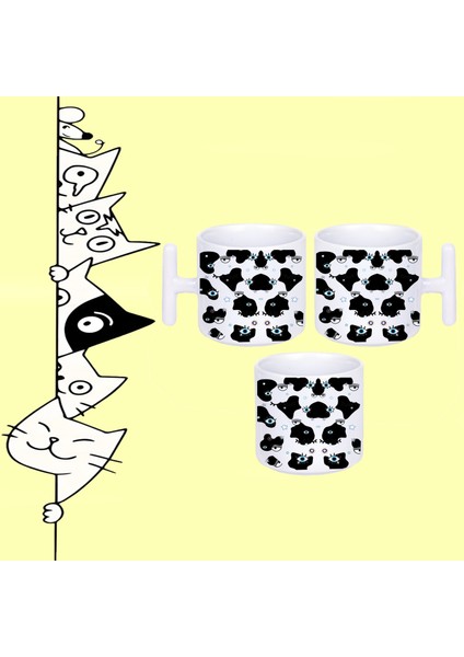 Nazar Göz Ra Batıl Inanç Desen Tasarım Baskılı Beyaz T Sap Kupa Bardak