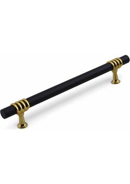 Lamos Mobilya Mutfak Dolabı Çekmece Dolap Kulpları Kapak Kulpu Kulbu Siyah Altın 224 mm Metal Kulp.