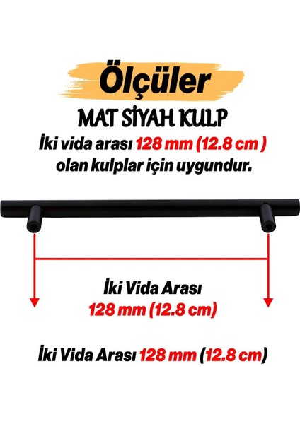 Morft Mobilya Mutfak Dolap Dolabı Çekmece Kulpu Kulbu -Mat Siyah Metal (128 Mm-12.8 Cm) Kulpları. indirimleri