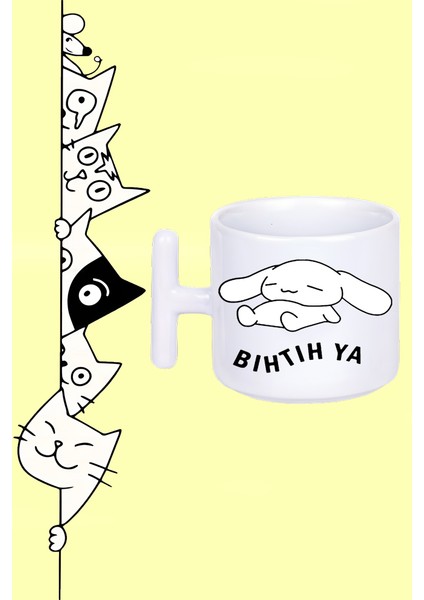 Bıhtıh Ya Moddo Tasarım Baskılı T Sap Beyaz Kupa Bardak