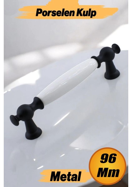 Barnas Porselen Kulp 96 mm Mobilya Çekmece Mutfak Dolabı Dolap Kapak Kulpları Kulb Kulpu Siyah.