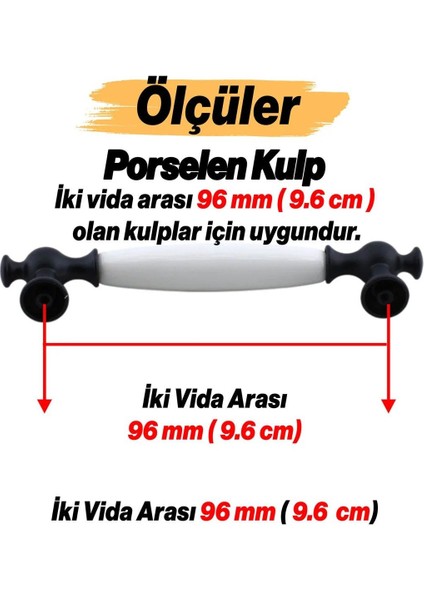 Barnas Porselen Kulp 96 mm Mobilya Çekmece Mutfak Dolabı Dolap Kapak Kulpları Kulb Kulpu Siyah. indirimleri