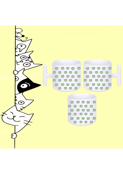 Kurbağa Desen Frog Tasarım Baskılı Beyaz T Sap Kupa Bardak