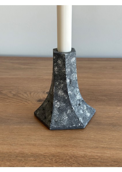 Moonlight Grey Lunox 2'li Dekoratif Şamdan, Mumluk