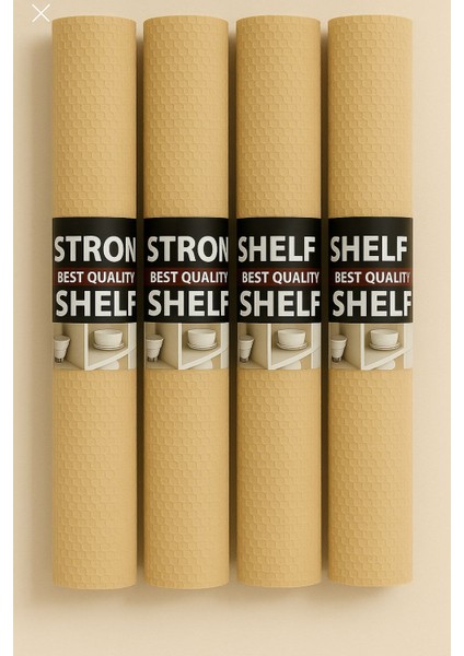 4 Adet Bej Renk 1.5 Metre Kaymaz Dolap Raf Çekmece Örtüsü - Eva Malzeme - Bej