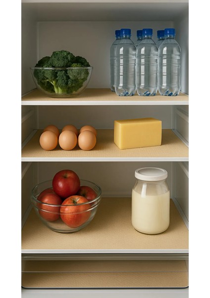 4 Adet Bej Renk 1.5 Metre Kaymaz Dolap Raf Çekmece Örtüsü - Eva Malzeme - Bej indirimleri