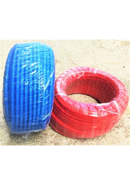 16 mm Kılıflı Pex Boru (Mavi+ Kırmızı) 100 mt + Köşe Düzeltici Ayak 20 Adet