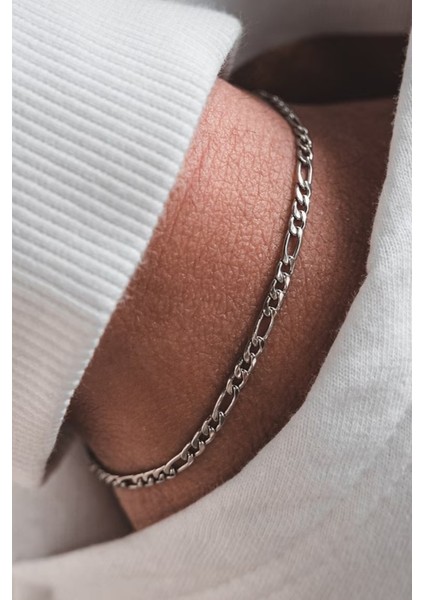 Paslanmaz Çelik 4mm Figaro Spor Model Erkek Zincir Bileklik ECK55B fırsatları