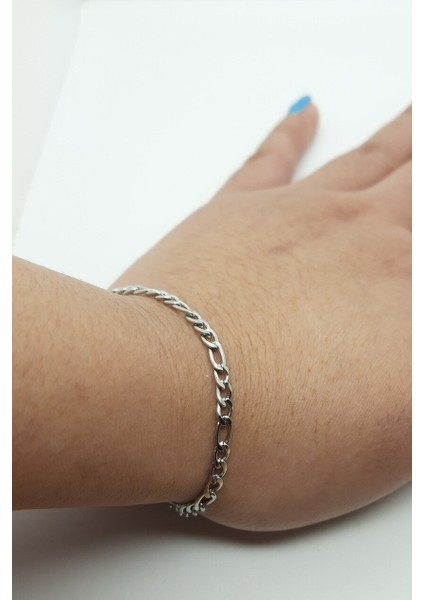 Paslanmaz Çelik 4mm Figaro Spor Model Erkek Zincir Bileklik ECK55B indirimleri